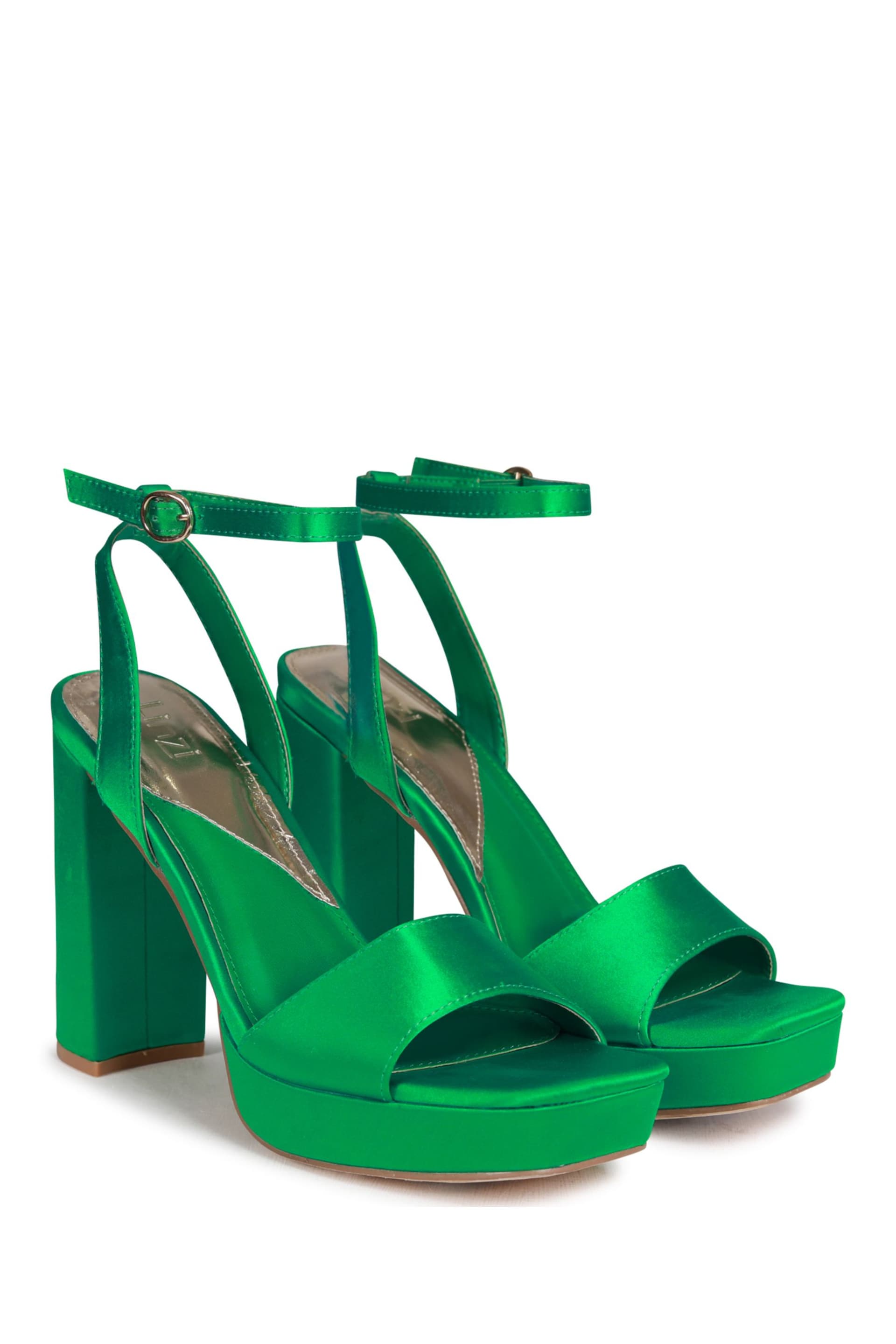 Linzi Green Gloria Platform Heeled Sandals With Wrap Around Ankle Strap - Image 4 of 4