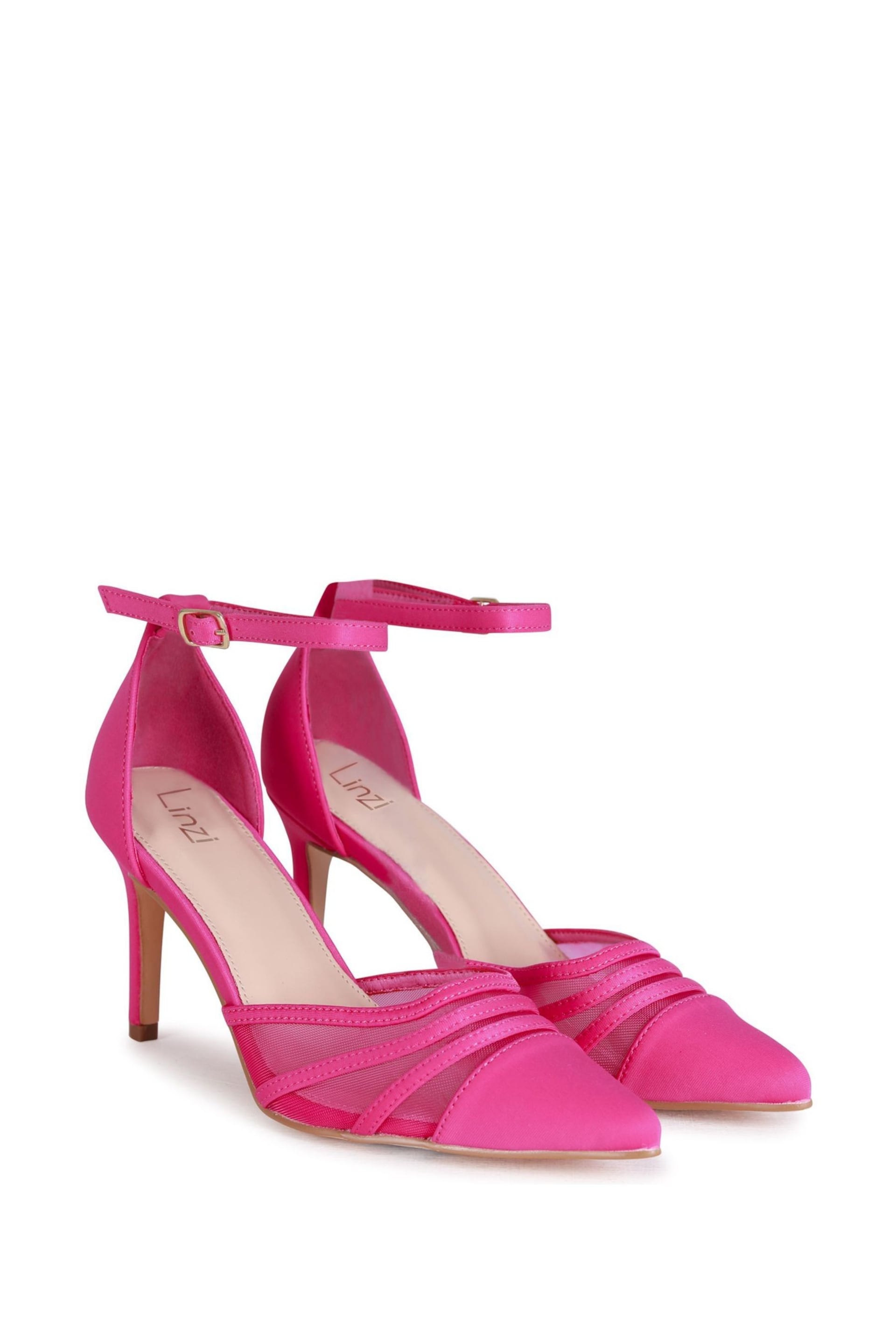 Linzi Pink Serri Court Stiletto Heels With Mesh Front Detail - Image 3 of 4