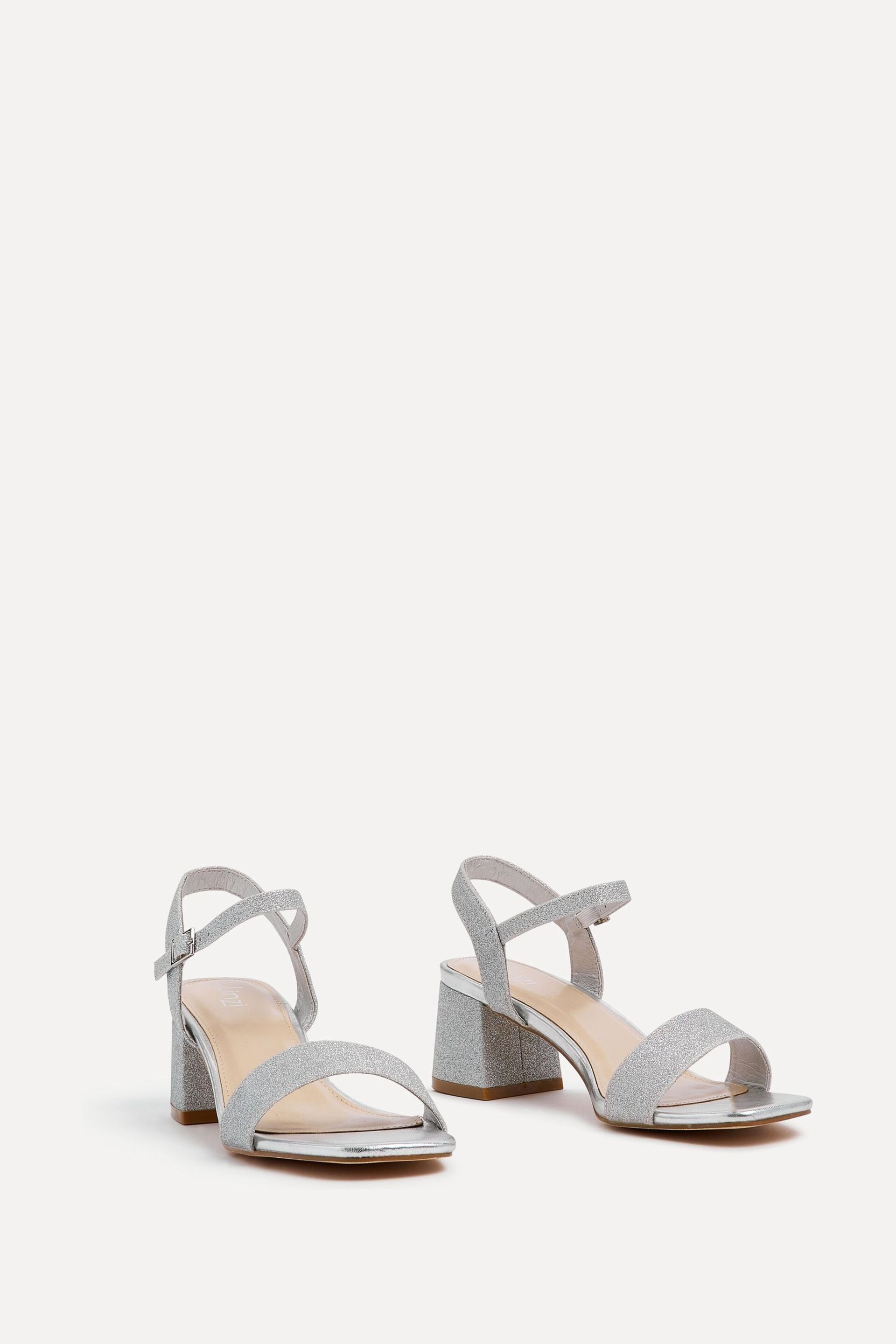 Linzi Silver Glitter Darcie Barely There Block Heeled Sandals - Image 2 of 4