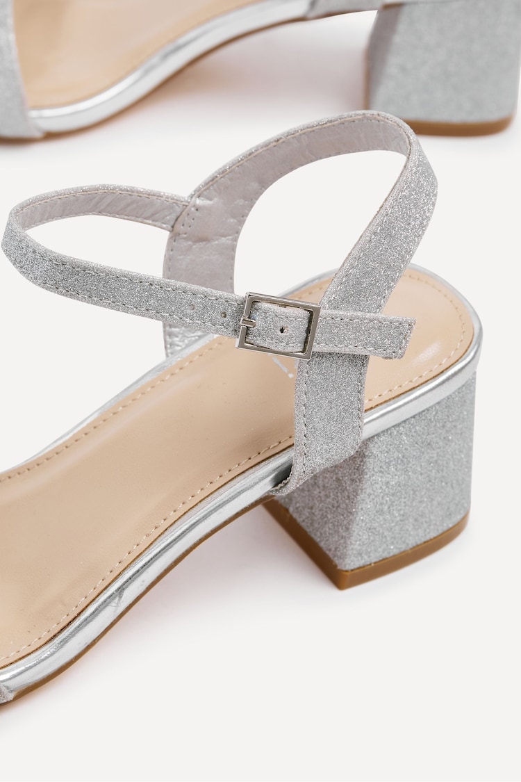 Linzi Silver Glitter Darcie Barely There Block Heeled Sandals - Image 4 of 4