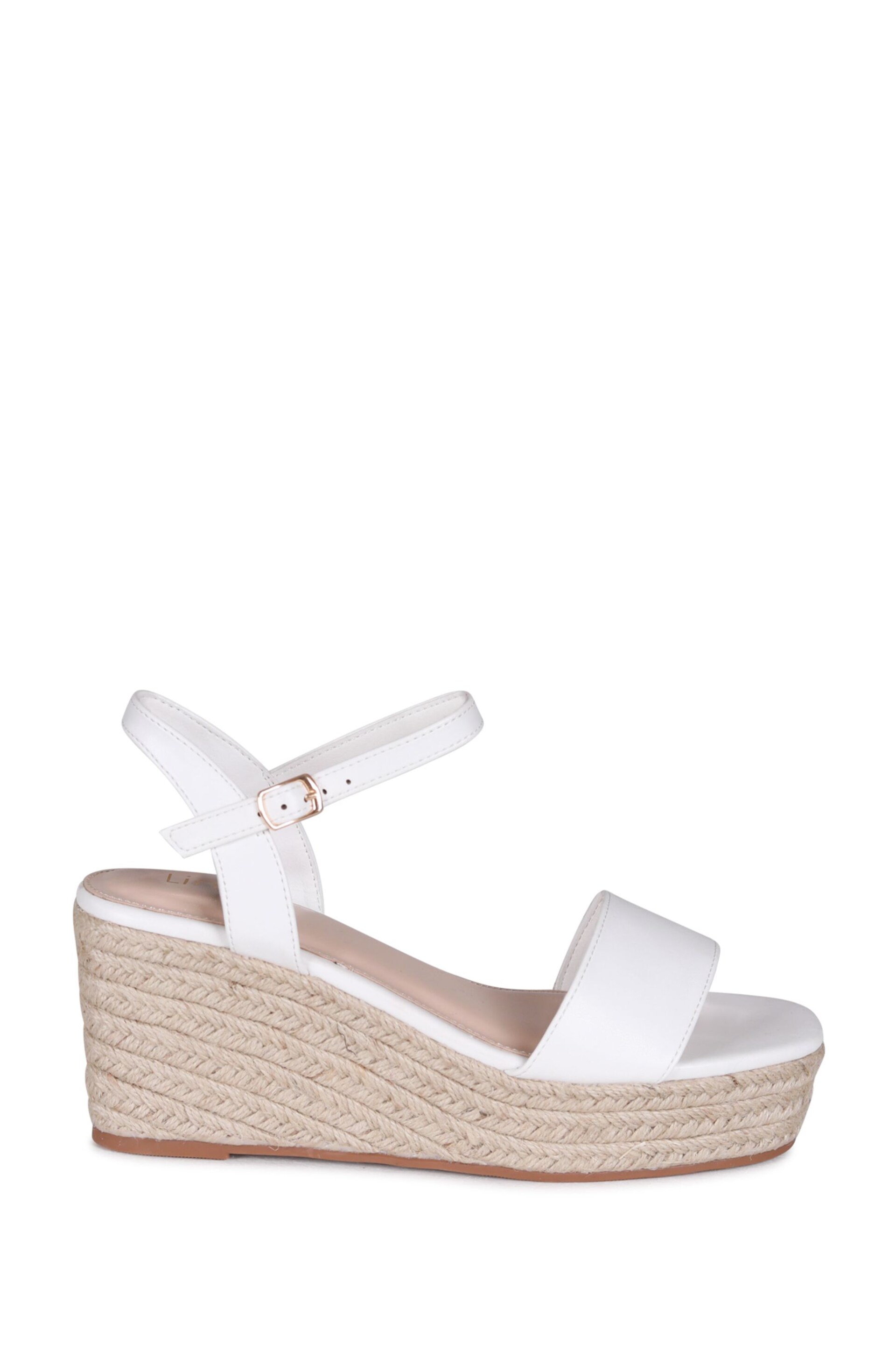 Linzi White Illusion Rope Espadrille Platform Wedges - Image 2 of 4