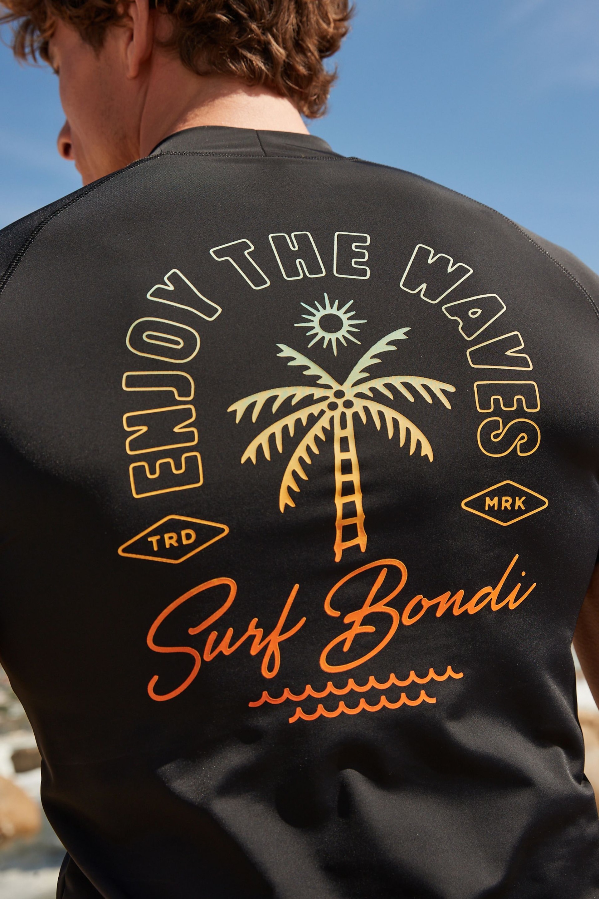 Black Printed Rash Vest - Image 3 of 8