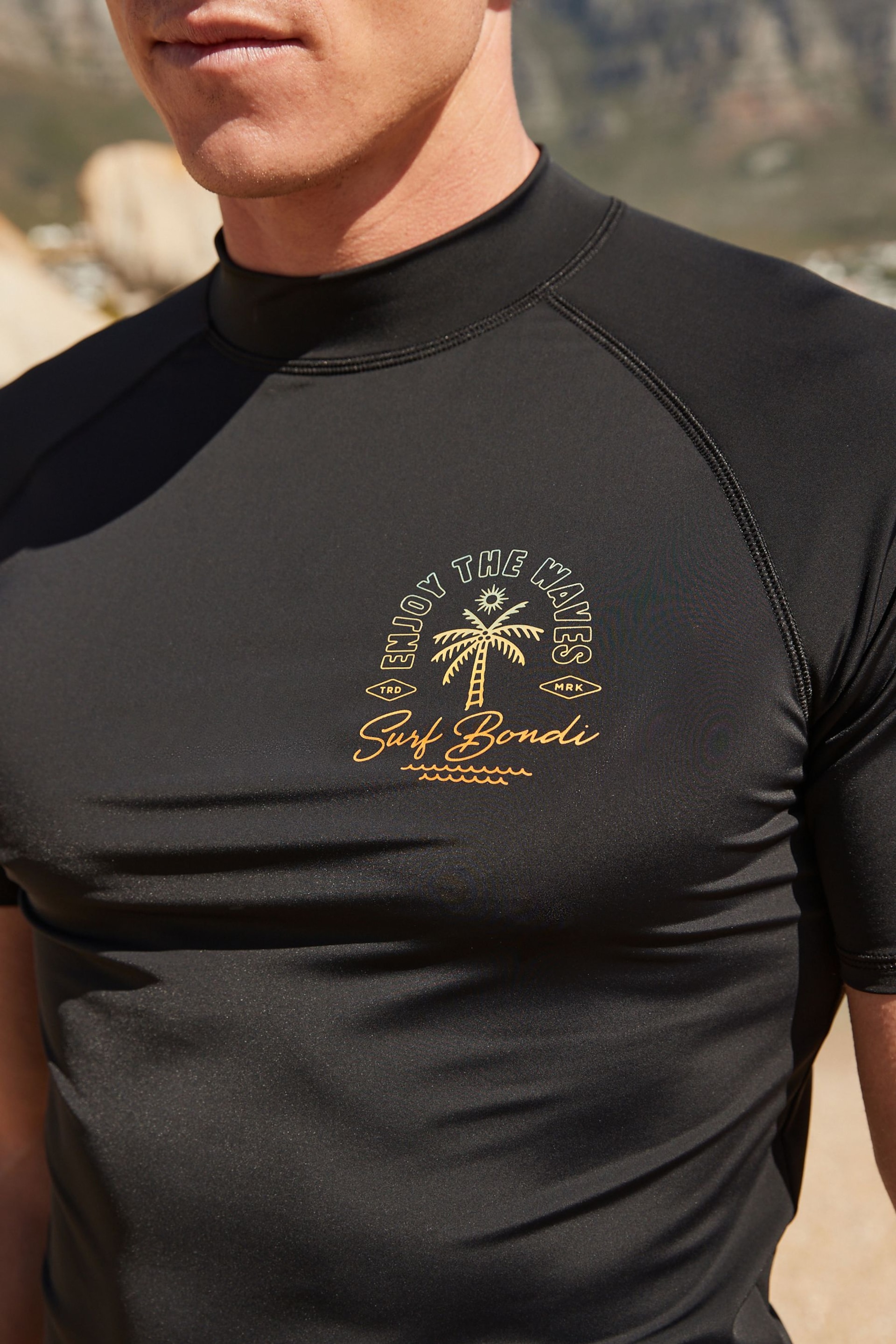 Black Printed Rash Vest - Image 5 of 8