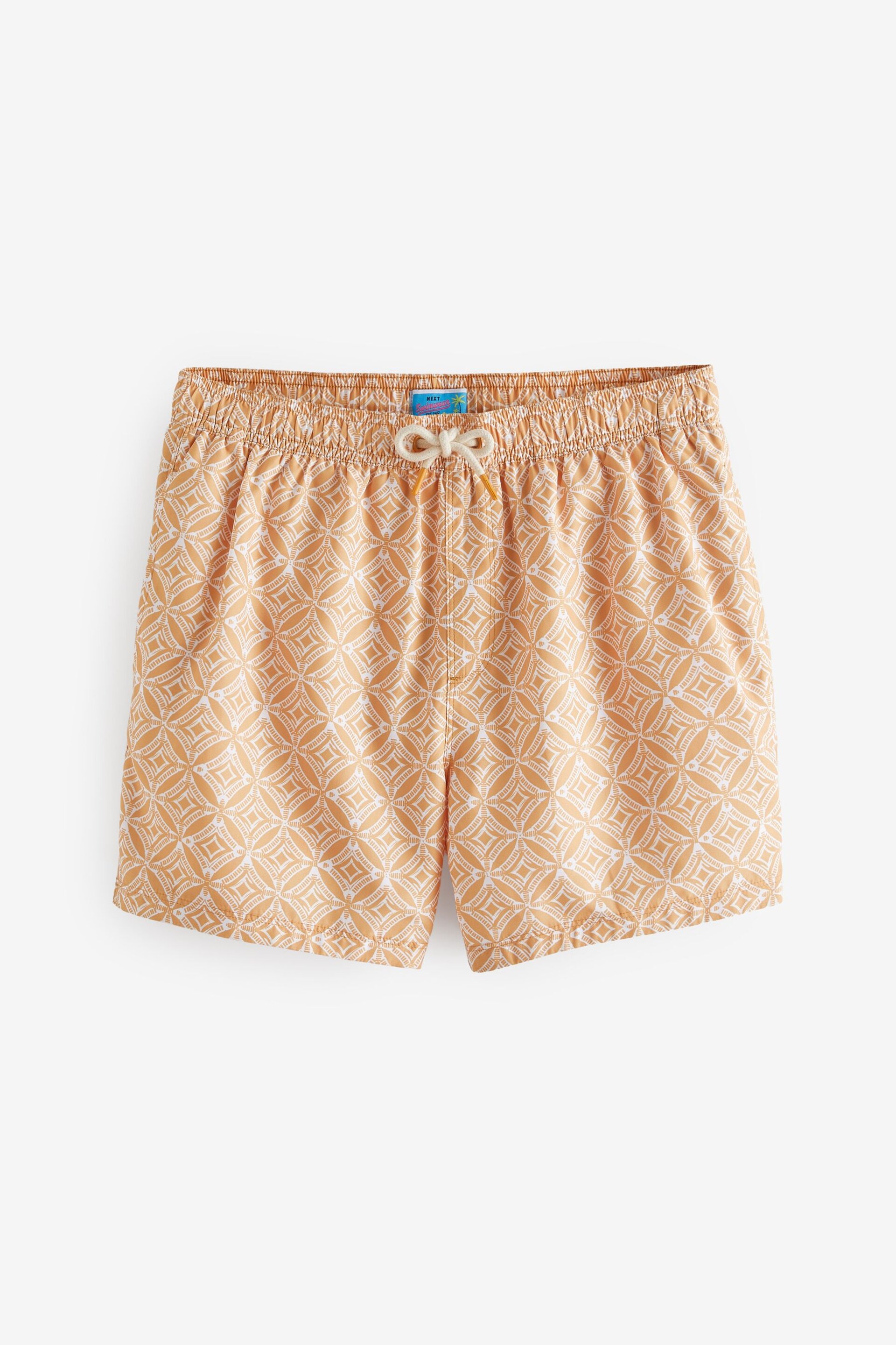 Orange Geo Tile Regular Fit Printed Swim Shorts - Image 7 of 12