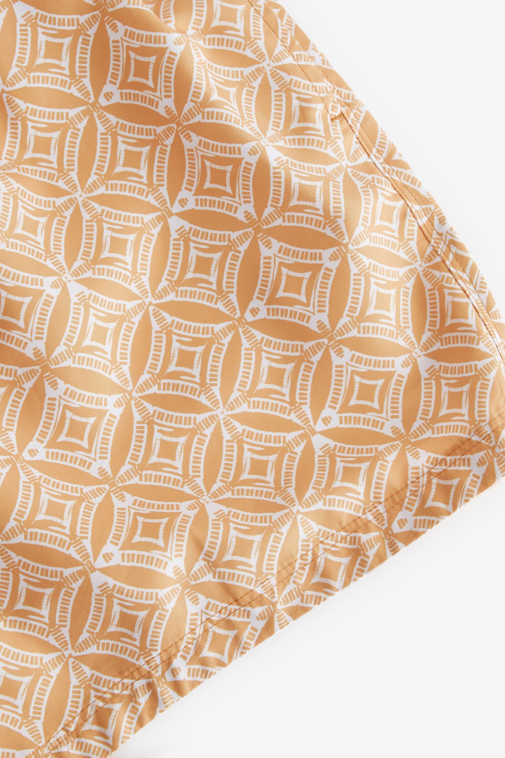 Orange Geo Tile Regular Fit Printed Swim Shorts - Image 8 of 12