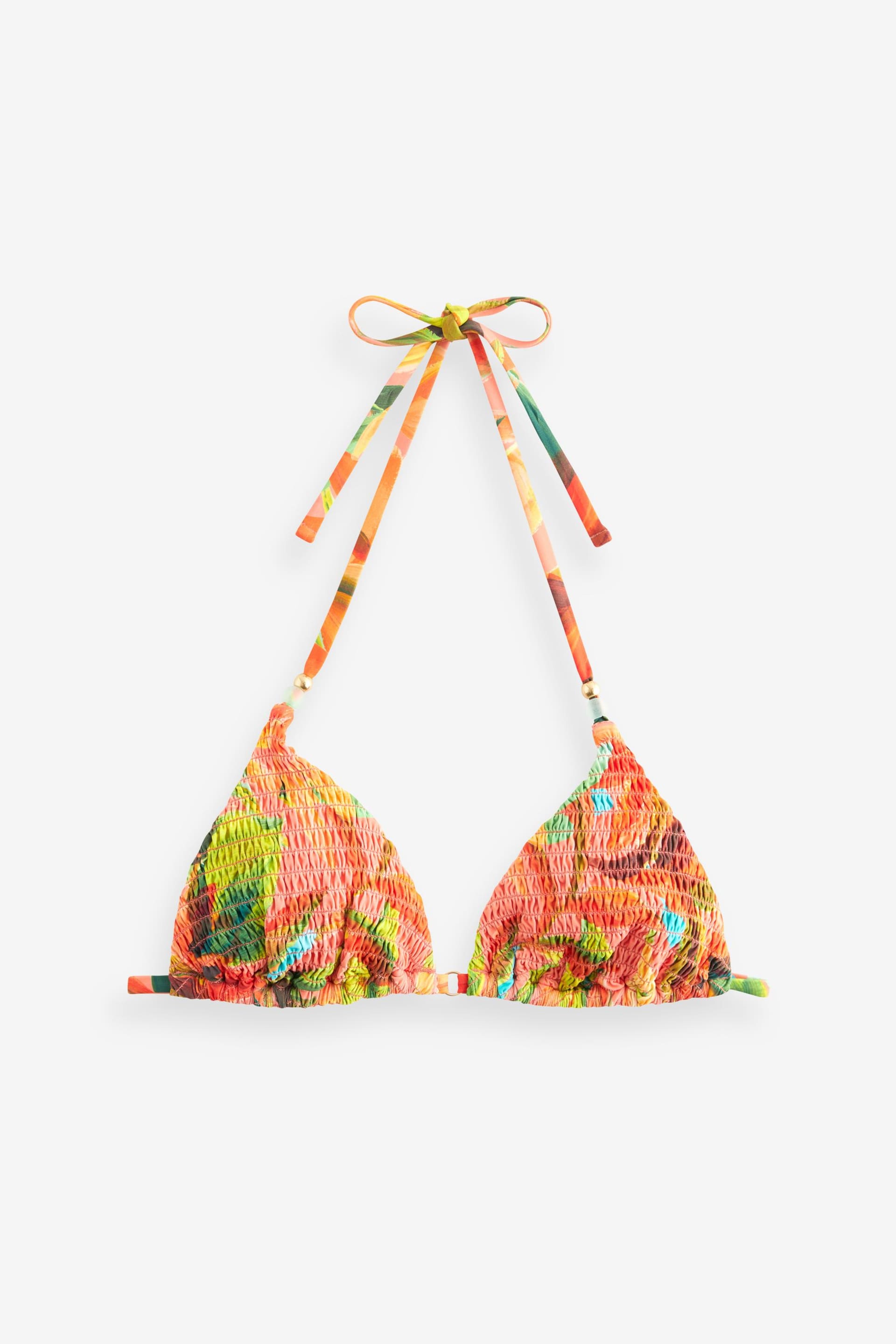 Myleene Klass Coral Tropical Print Shirred Triangle Bikini Top - Image 5 of 5