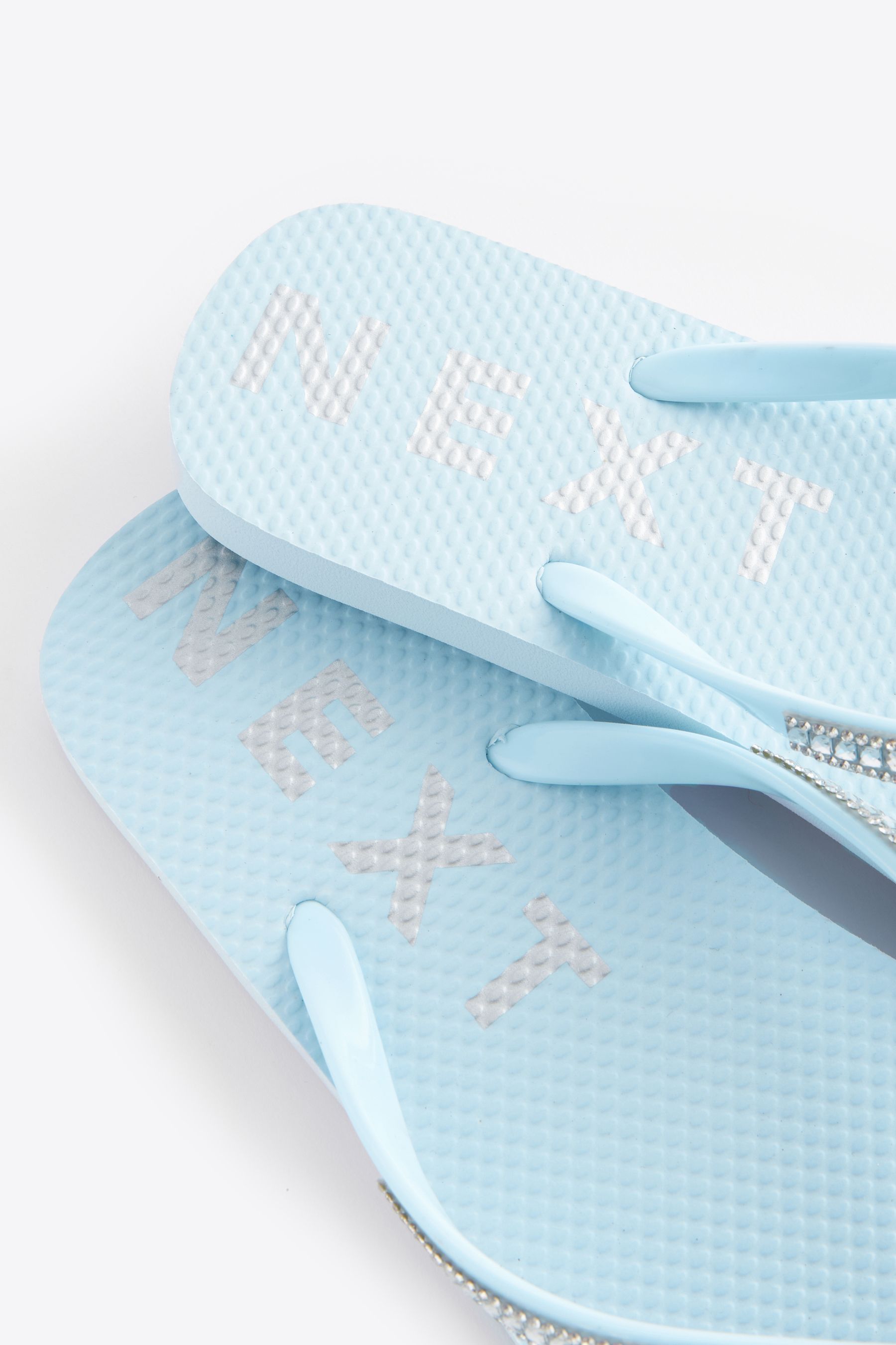 Blue Jewelled Beach Flip Flops