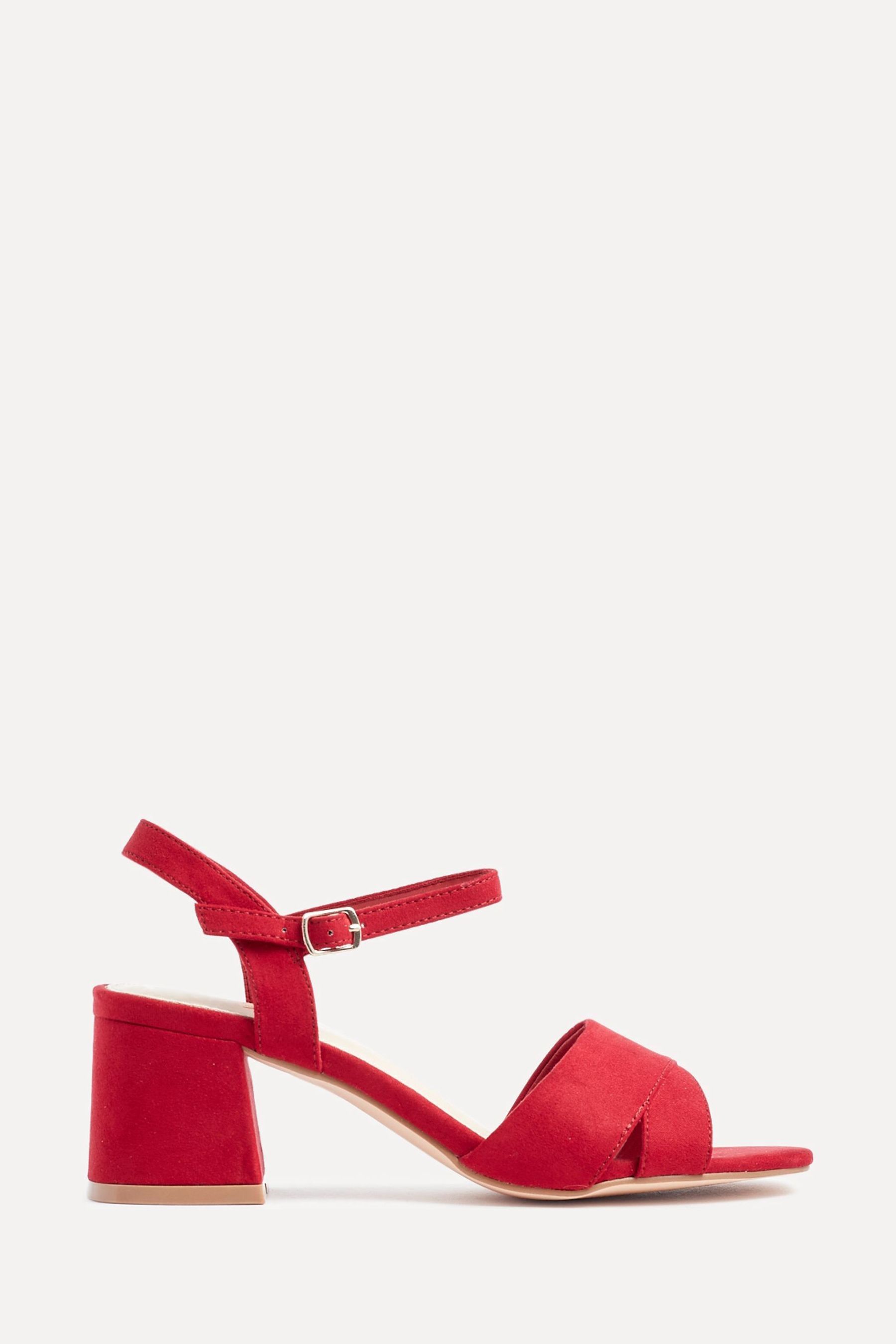 Linzi Red Vivian Wide Fit Heeled Sandals With Crossover Front Strap