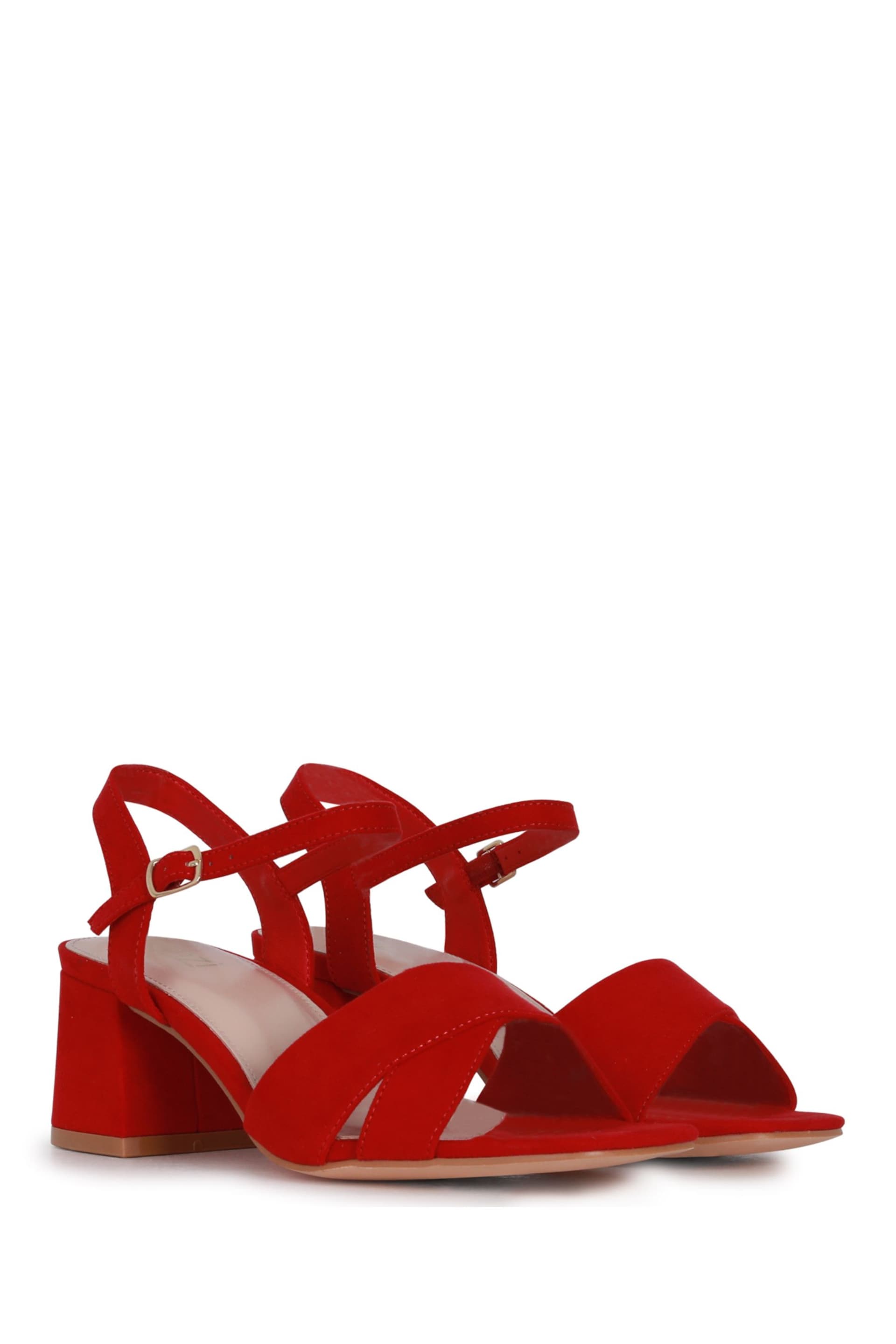 Linzi Red Vivian Wide Fit Heeled Sandals With Crossover Front Strap - Image 3 of 4