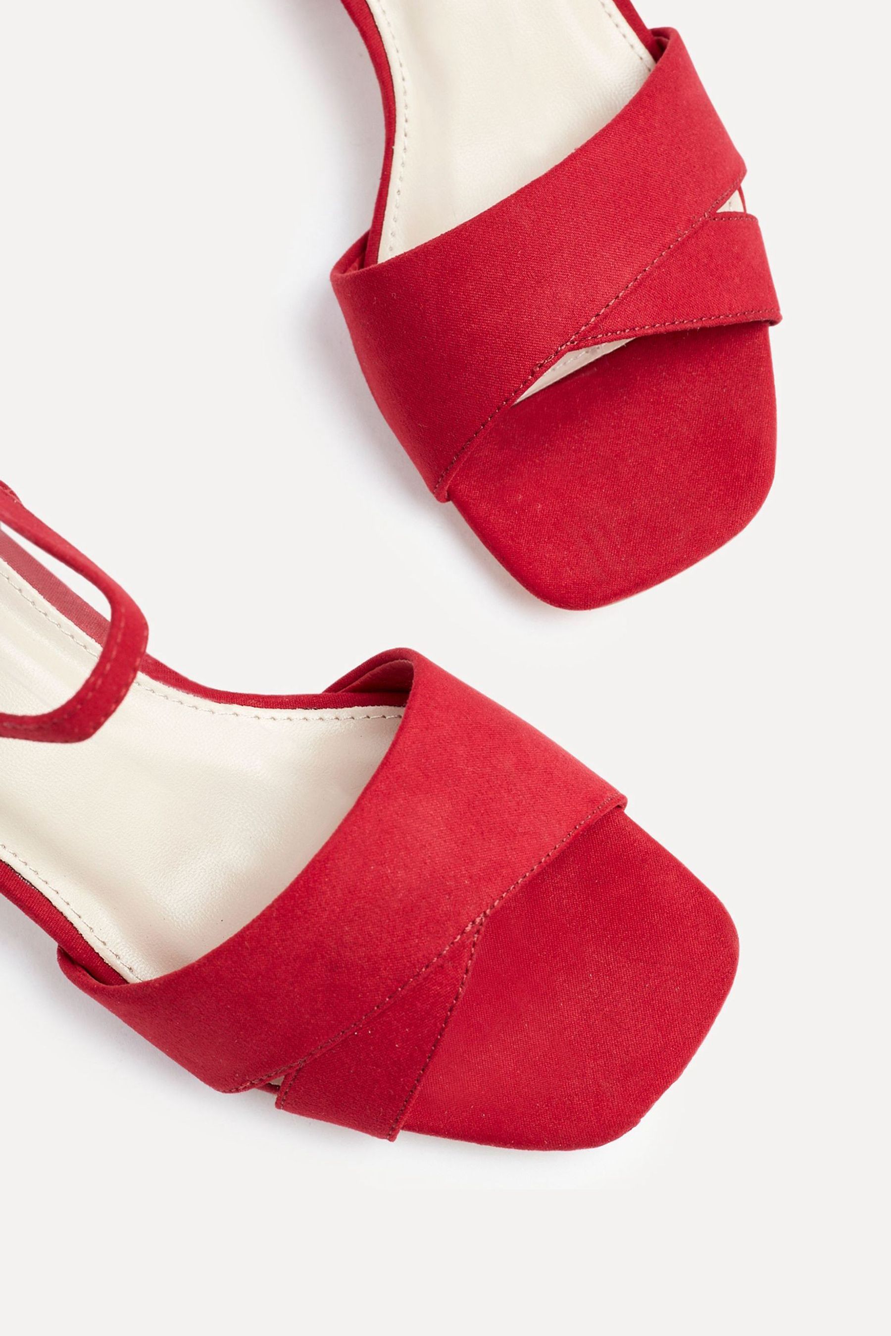 Linzi Red Vivian Wide Fit Heeled Sandals With Crossover Front Strap