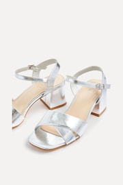 Linzi Silver Vivian Wide Fit Heeled Sandals With Crossover Front Strap - Image 5 of 5
