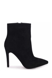 Linzi Black Jasmin Faux Suede Pointed Stiletto Boot Heels - Image 3 of 5