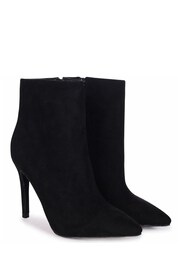 Linzi Black Jasmin Faux Suede Pointed Stiletto Boot Heels - Image 4 of 5