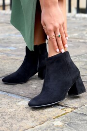 Linzi Black Suede Verse PU Block Heeled Ankle Boots - Image 2 of 4