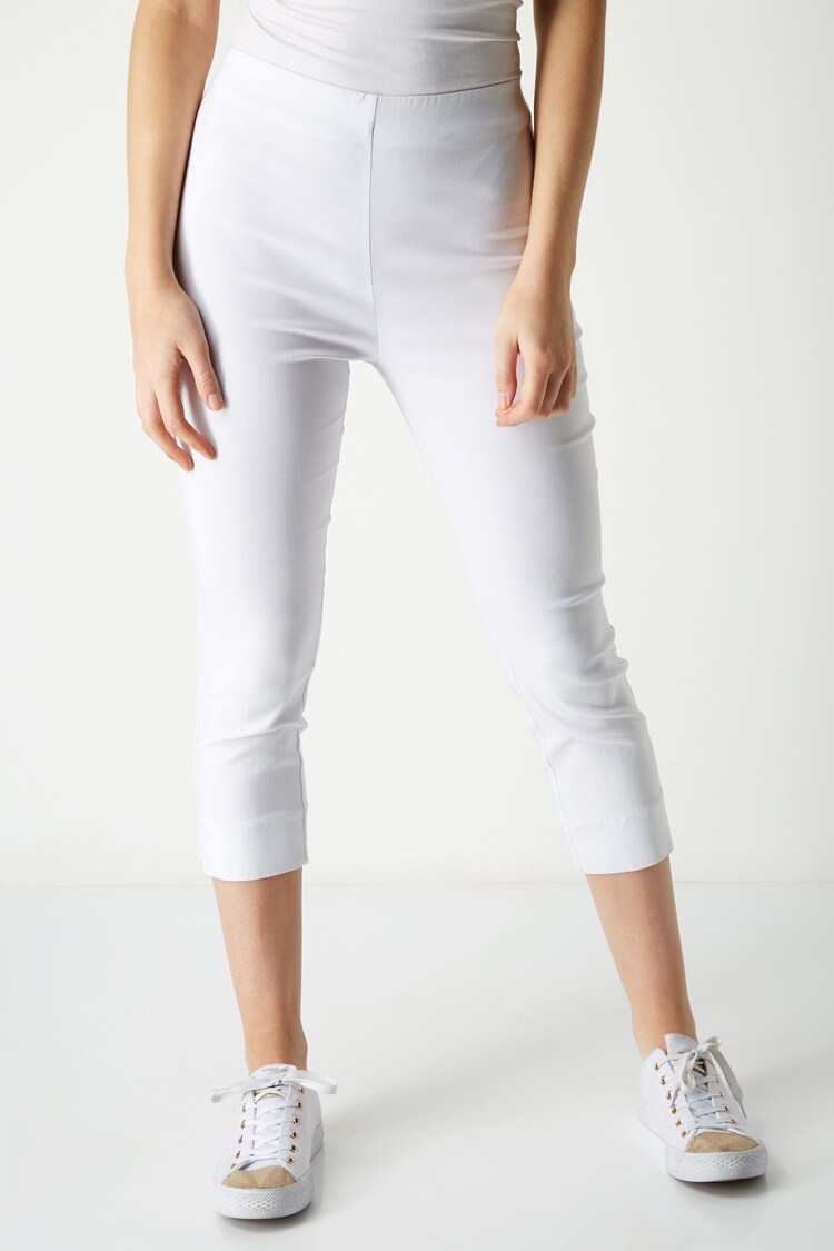 Roman White Cropped Stretch Trousers - Image 1 of 4