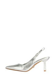 Lipsy Silver Regular Fit Mid Heel Faux Leather Slingback Court Shoes - Image 5 of 5