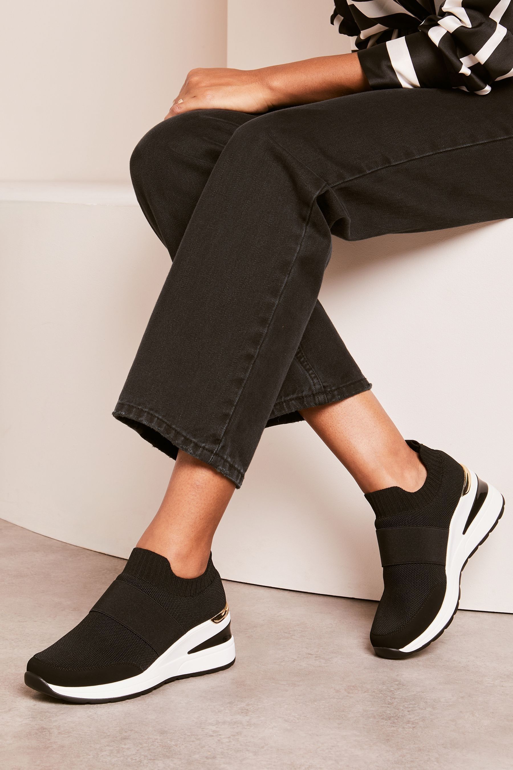Buy Lipsy Black Flat Knit Stretch Wedge Trainer from Next Luxembourg