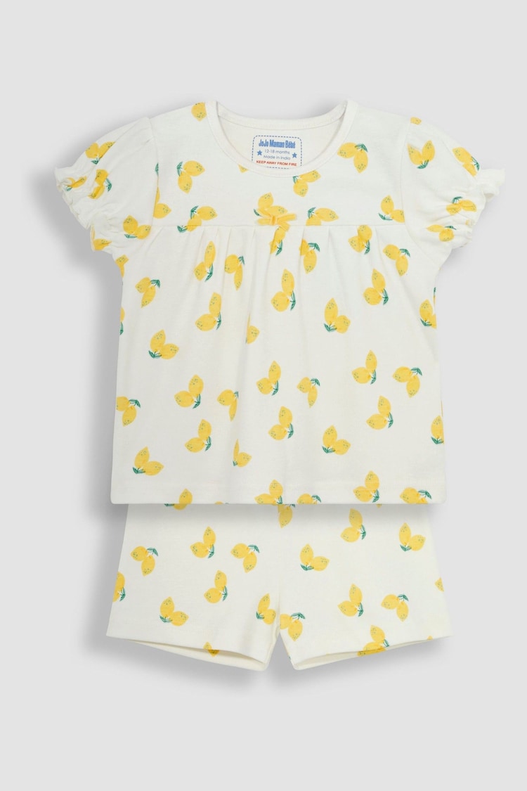 JoJo Maman Bébé Yellow Fruit Printed Jersey Pyjamas - Image 2 of 4