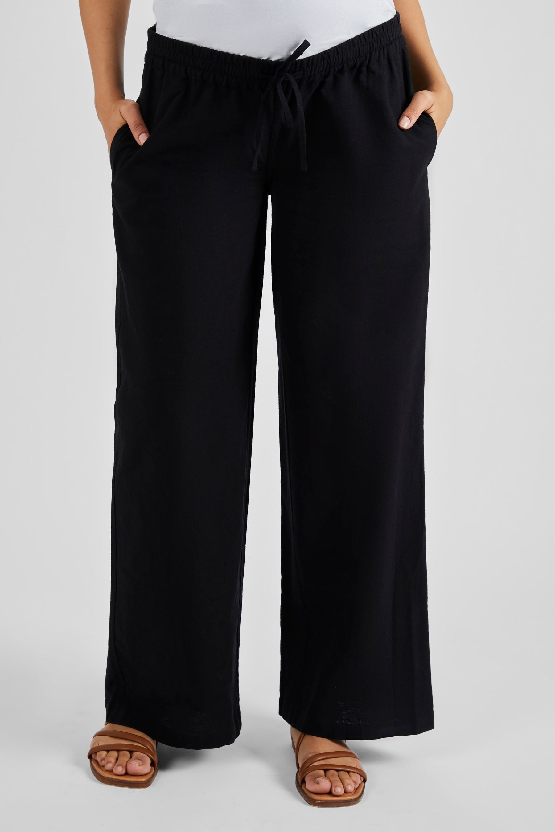 Buy JoJo Maman Bebe Black Linen Blend Maternity Trousers from Next Luxembourg