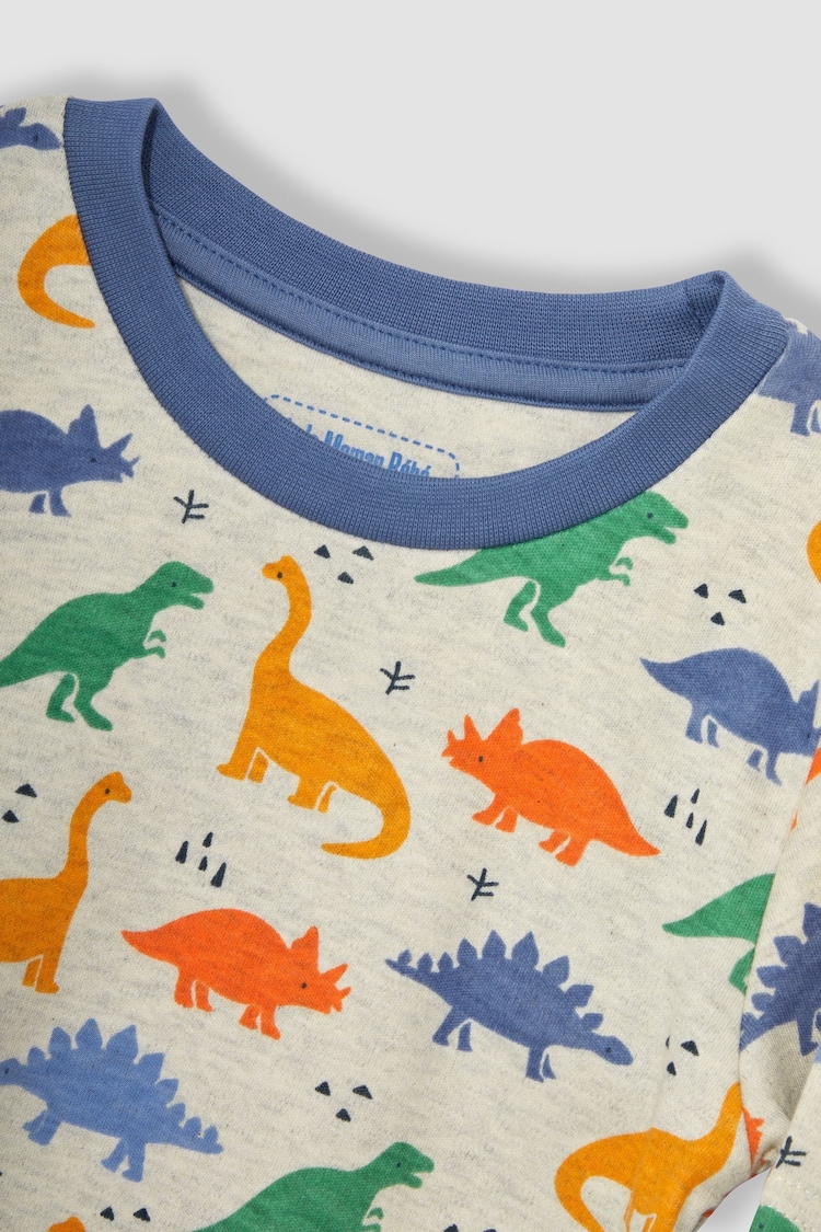 JoJo Maman Bébé Ecru Dino Printed Jersey Pyjamas - Image 5 of 5