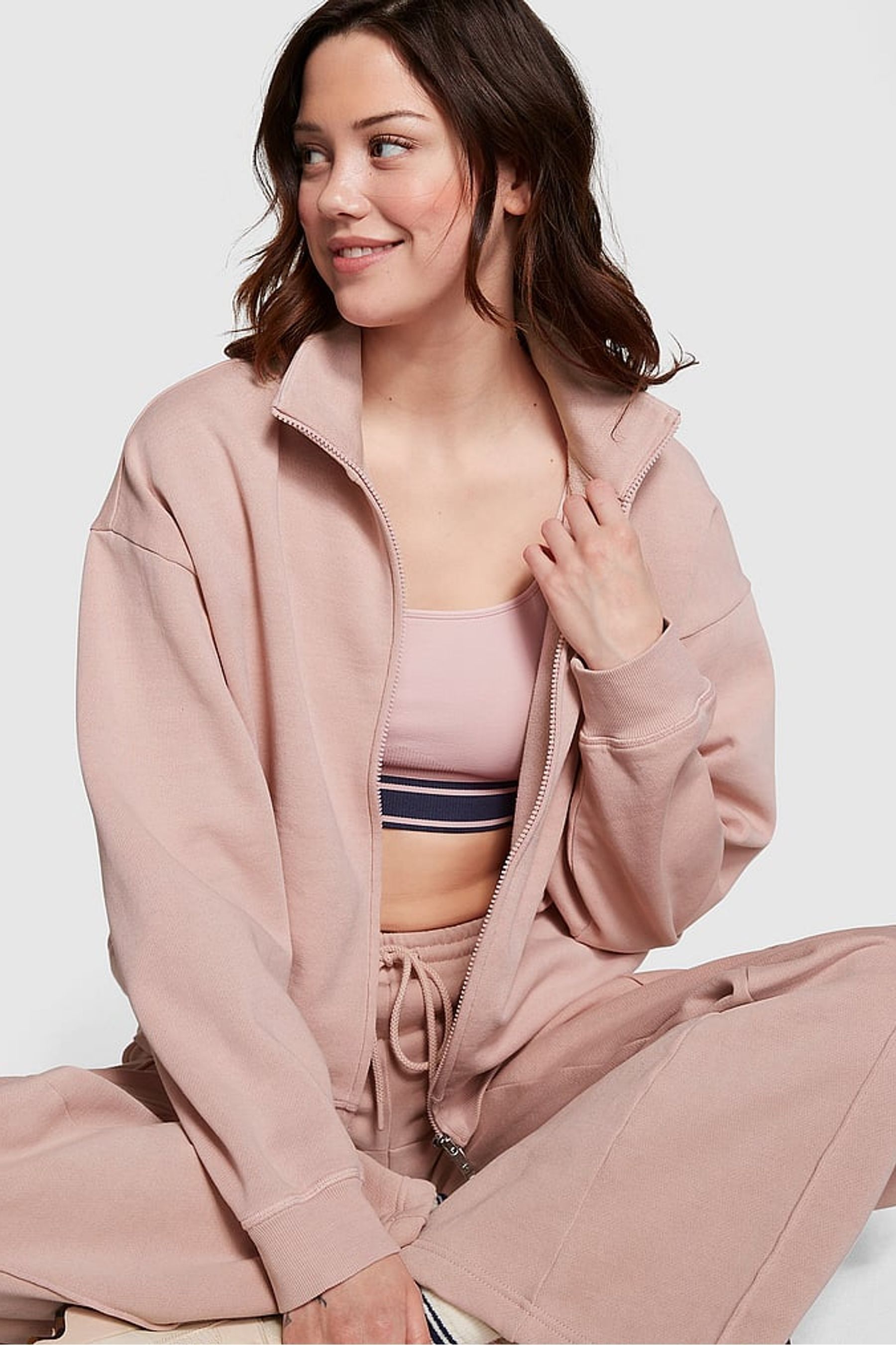 Pink fleece jacket victoria's secret hotsell
