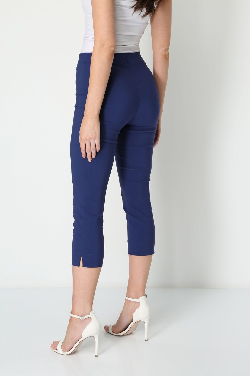 Roman Dark Blue Ground Cropped Stretch Trousers - Image 2 of 4