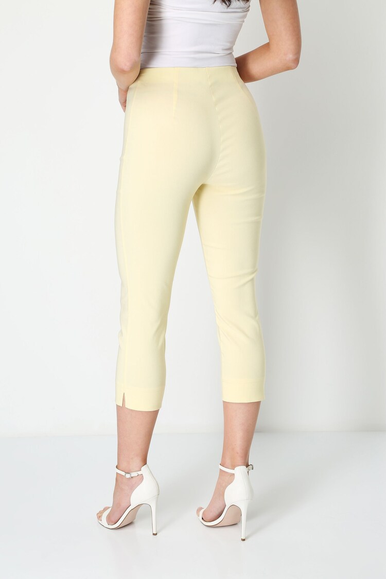 Roman Light Yellow Cropped Stretch Capri Trousers - Image 2 of 4