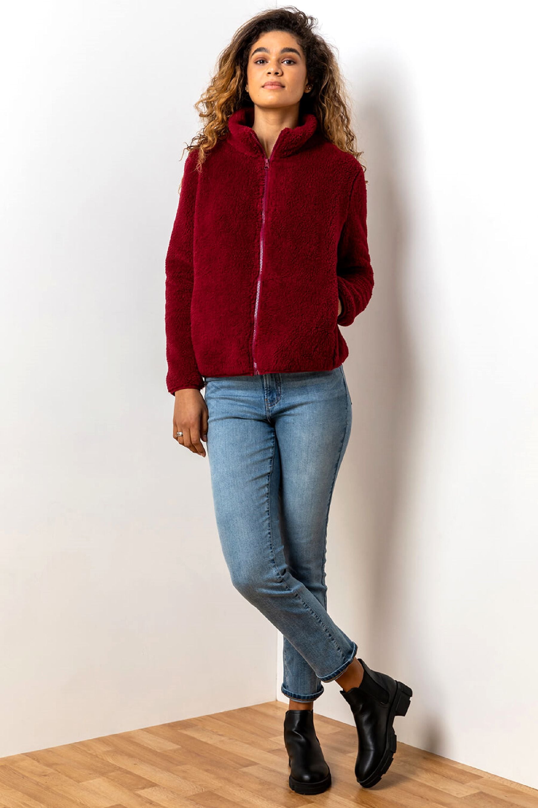 Red sherpa lined jacket online