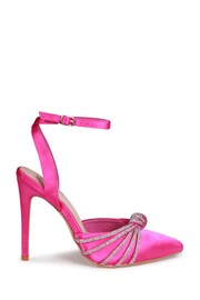 Linzi Pink Illuminate Court Style Heels With Knotted Diamante Trim - Image 3 of 5