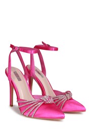 Linzi Pink Illuminate Court Style Heels With Knotted Diamante Trim - Image 5 of 5