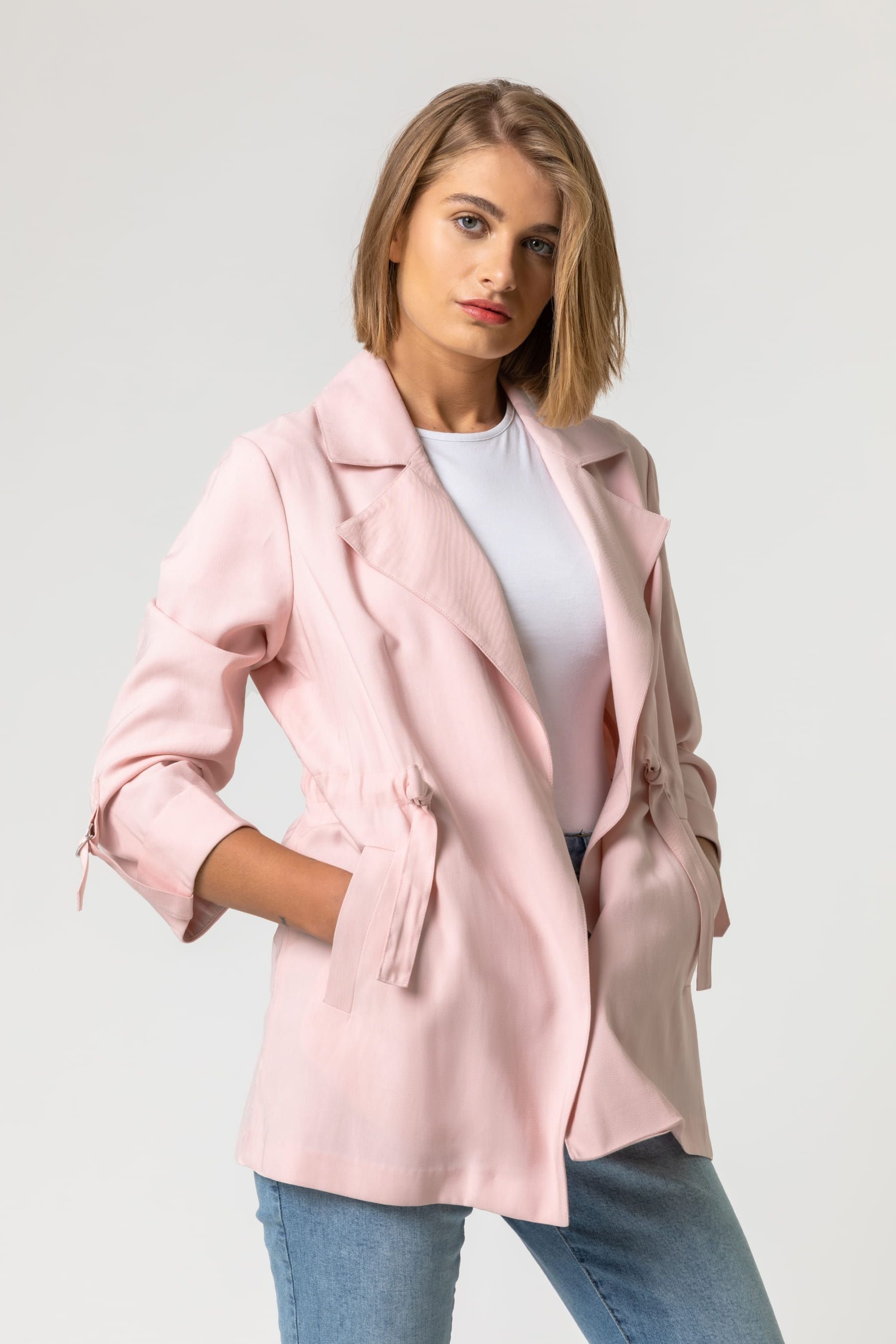 Buy Roman Pink Tie Waist Longline Jacket from the Next UK online shop