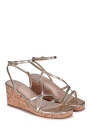 Linzi Gold Aminah Strappy Wedge Sandal With Wrap Around Ankle Strap - Image 3 of 4