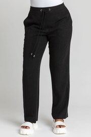 Roman Black Petite Woven Tie Front Joggers - Image 1 of 4