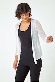 Roman White Textured Pointelle Detail Shrug - Image 1 of 5