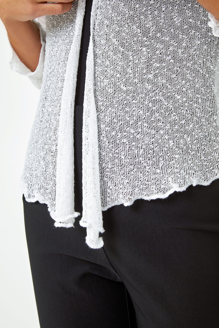 Roman White Textured Pointelle Detail Shrug - Image 5 of 5