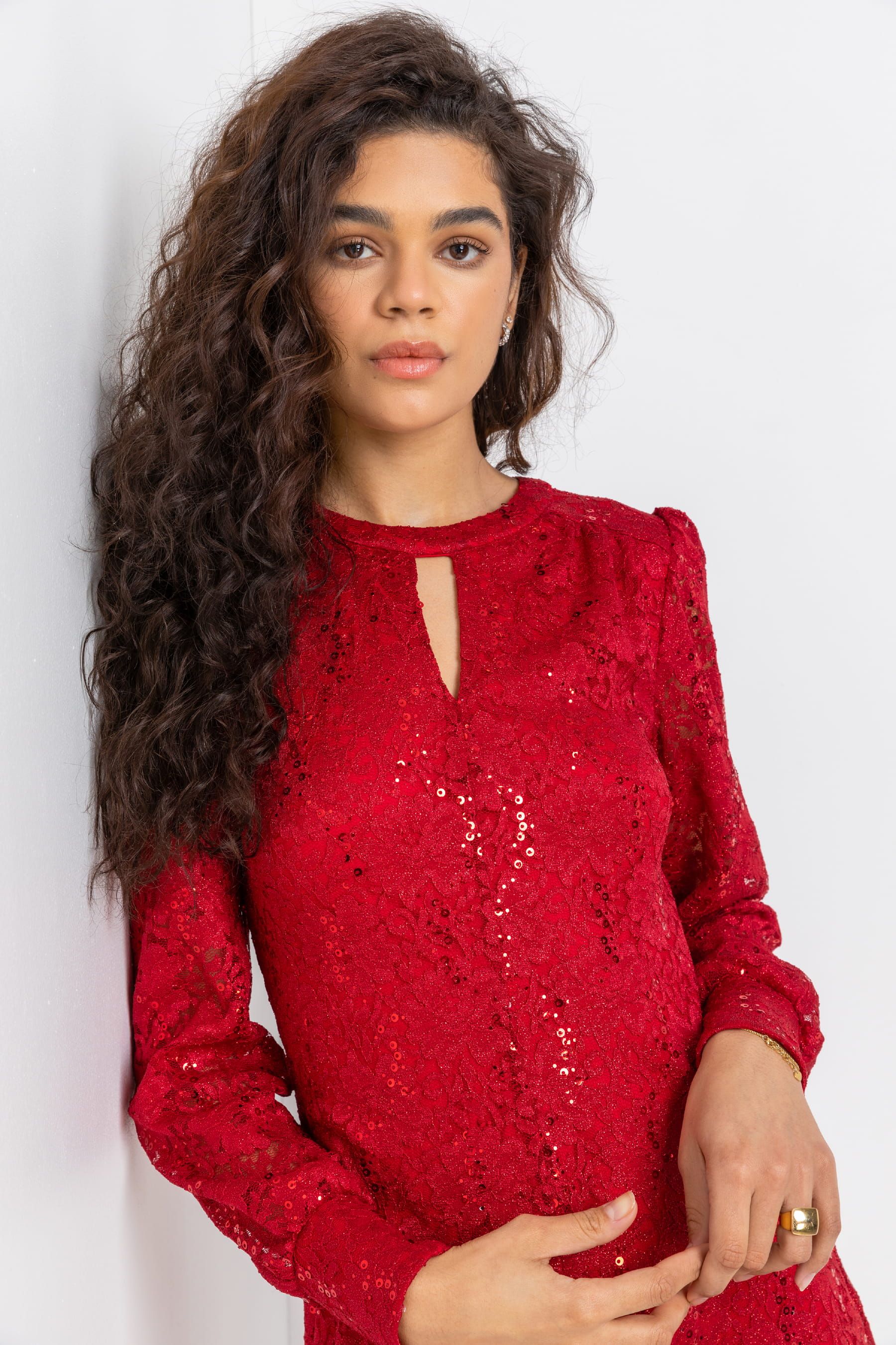 Roman red lace dress new arrivals