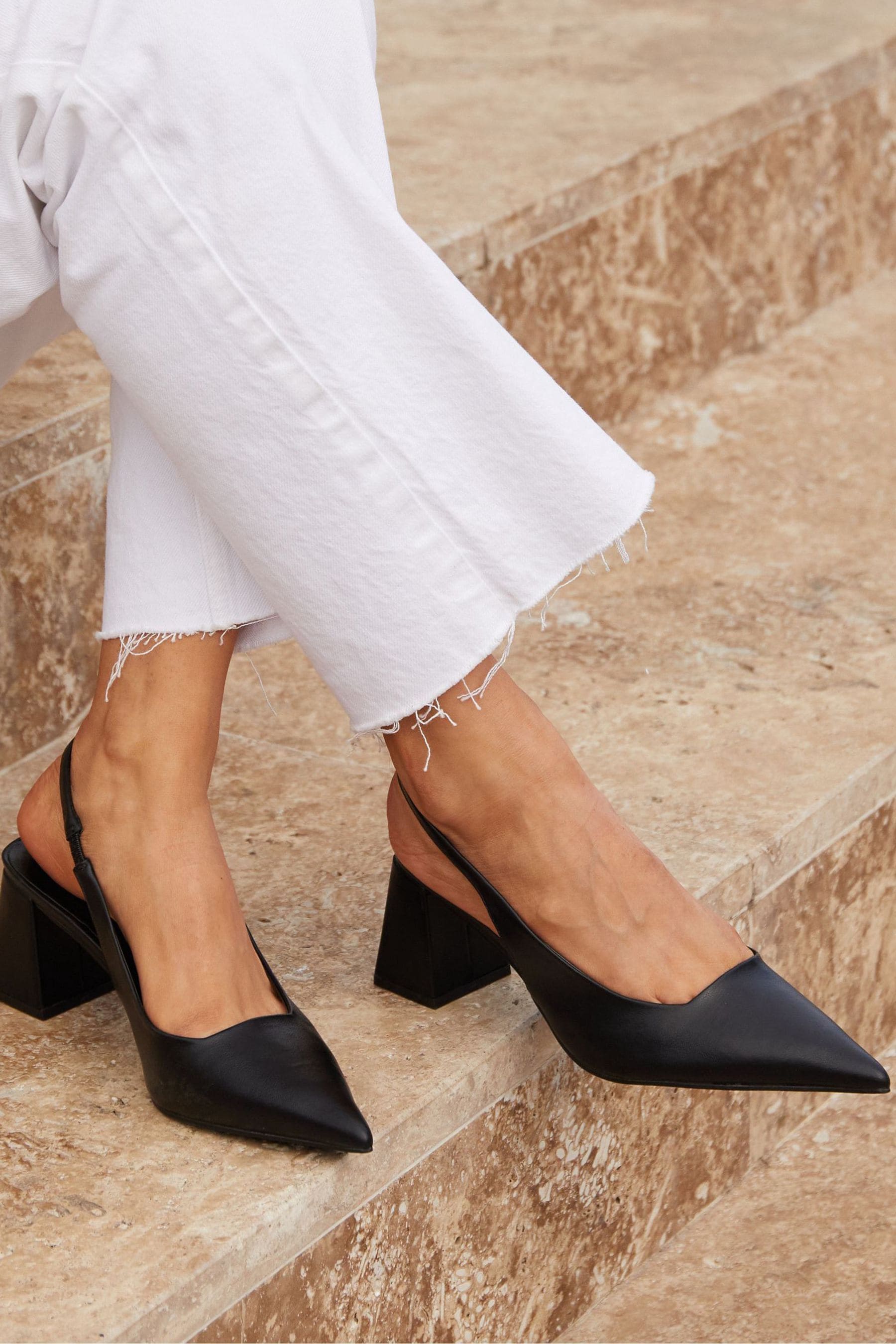 Buy Linzi Black Elizabeth Slingback Court Shoe With Block Heels from Next United Arab Emirates