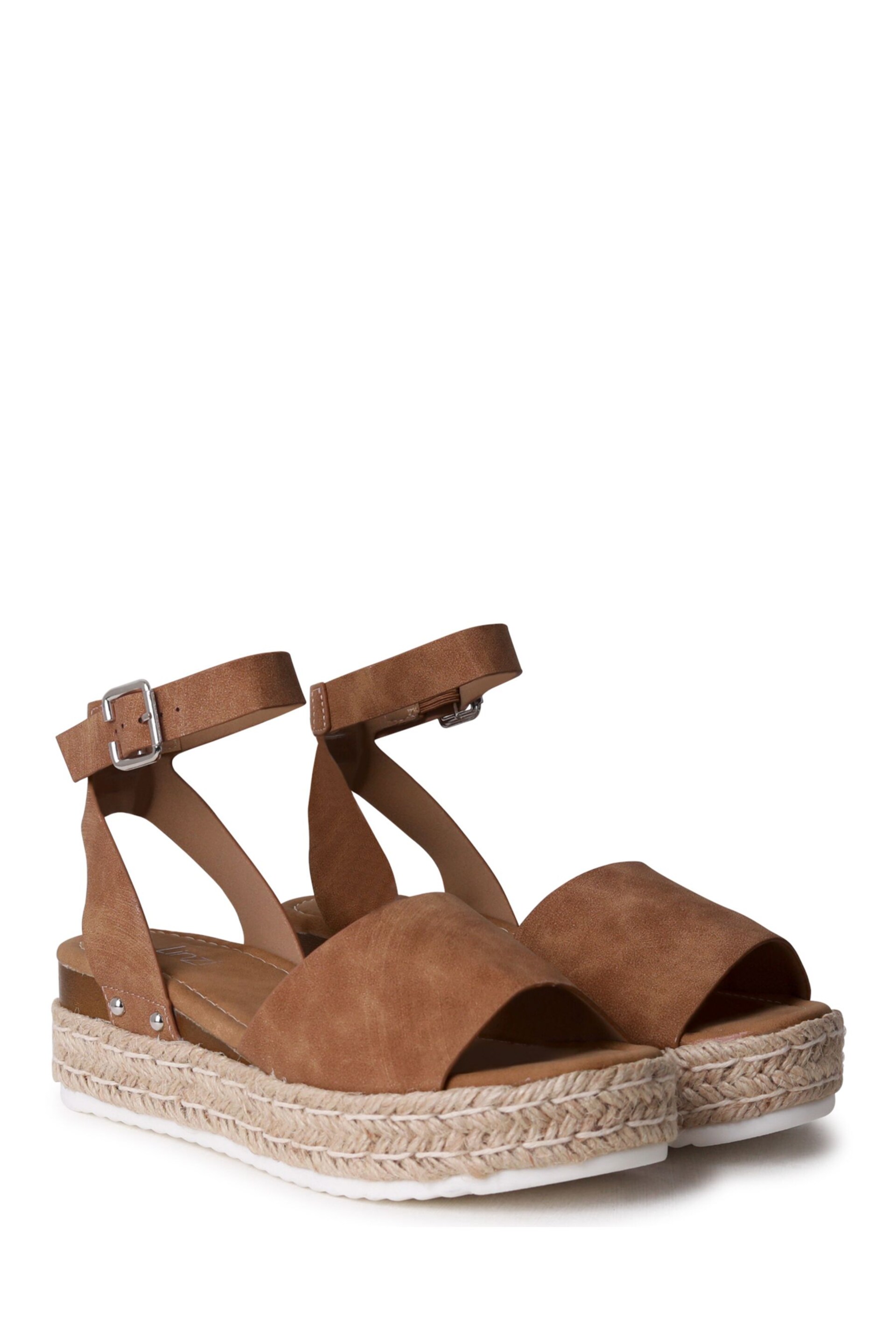 Linzi Tan Luna Nubuck Two Part Espadrille Inspired Platform Wedges - Image 3 of 4