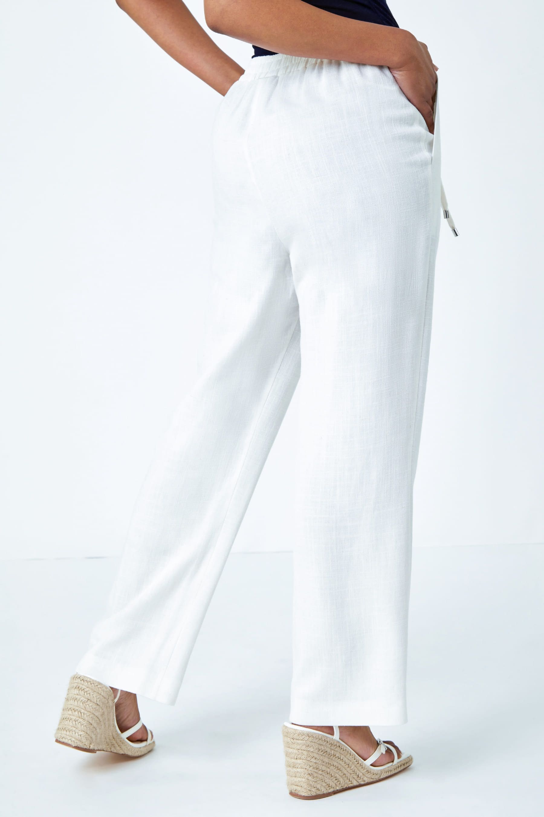 Petite white linen trousers uk sales
