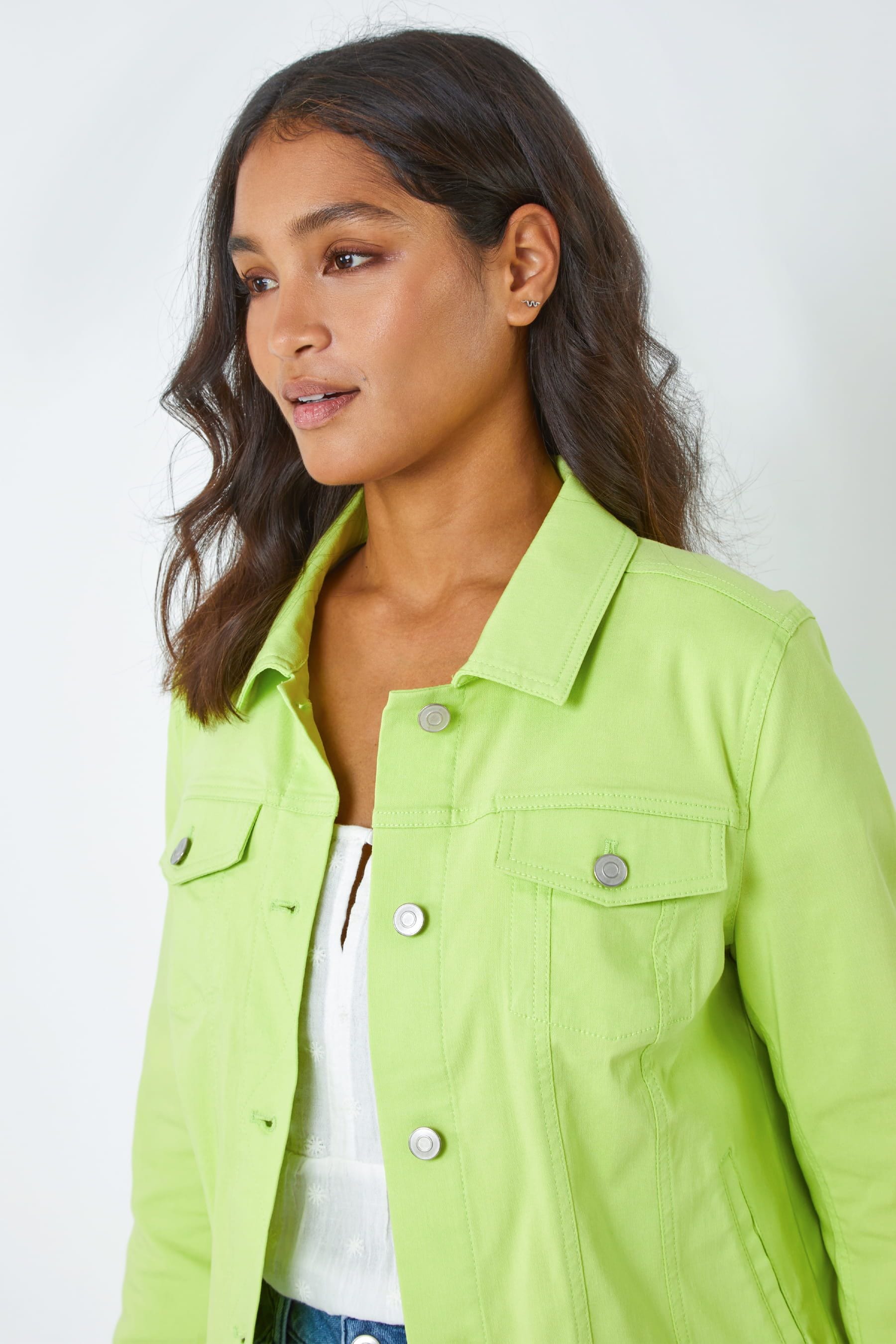 Light green denim jacket clearance
