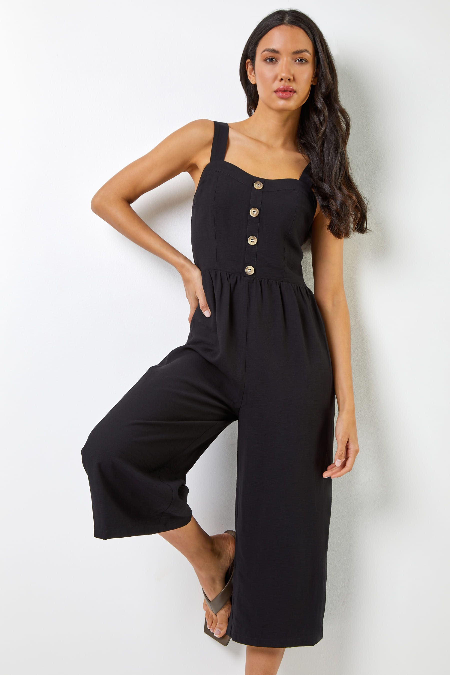Roman black jumpsuit clearance
