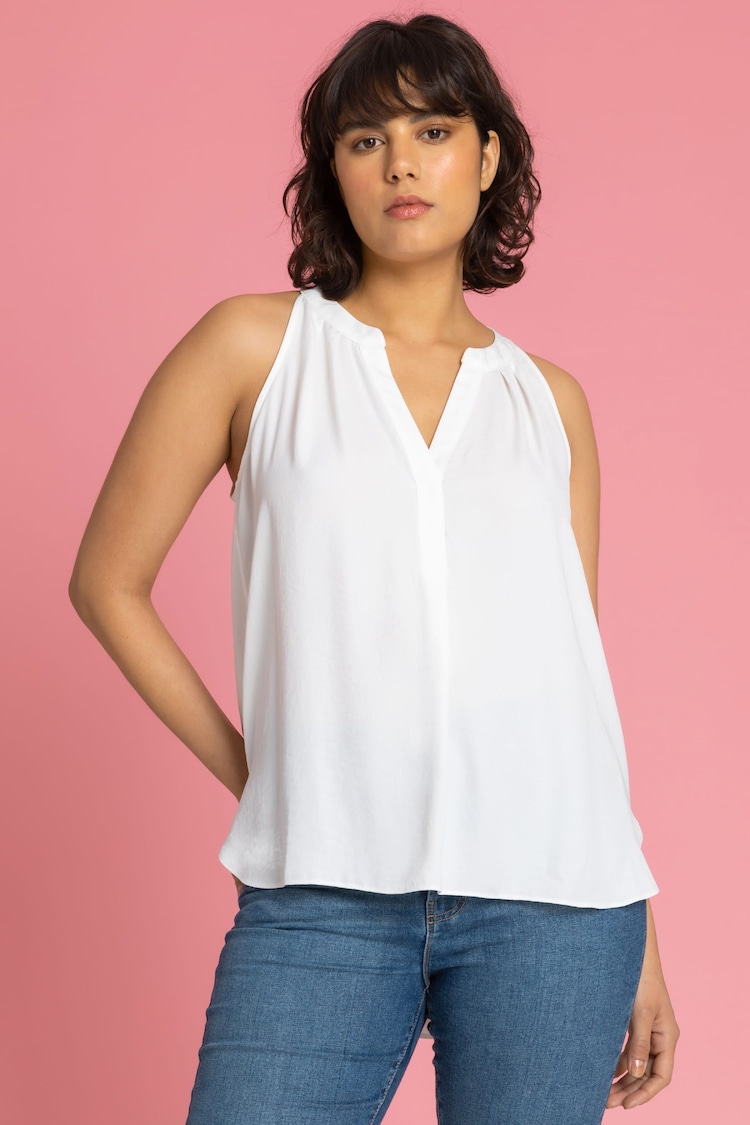 Roman White Plain Dipped Hem Vest Top - Image 1 of 4