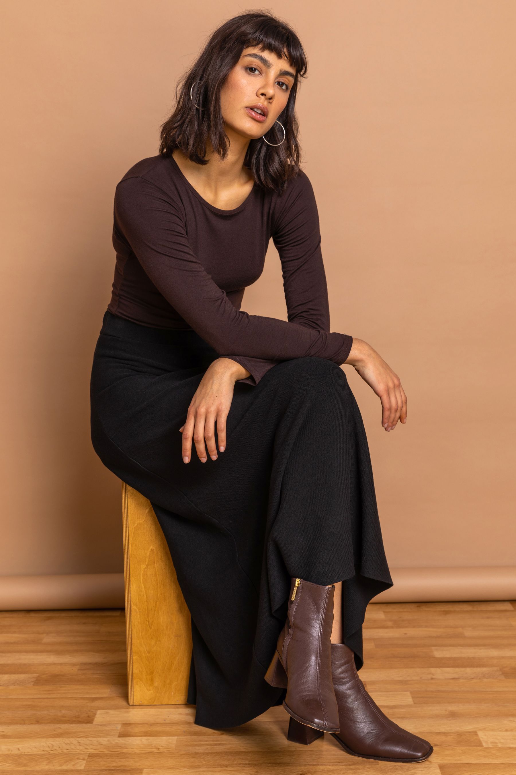 Buy Roman Black Plain Knitted Maxi Skirt from the Next UK online shop