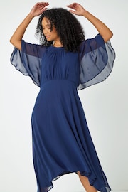 Roman Blue Petite Chiffon Midi Dress - Image 1 of 5