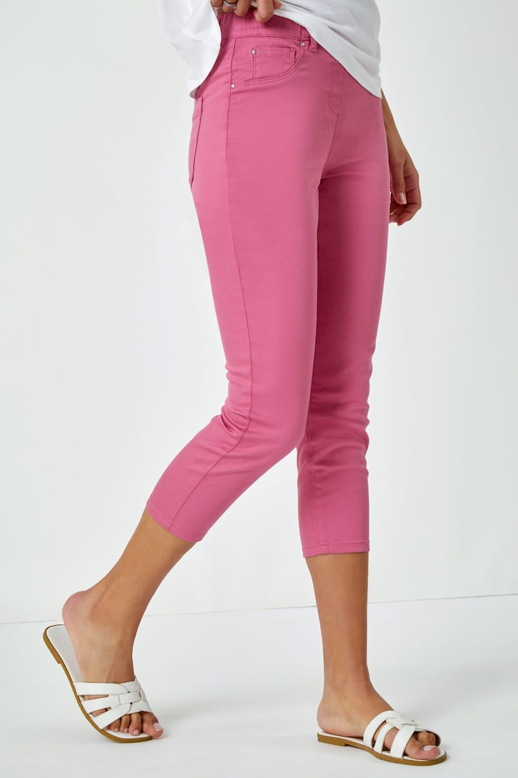 Roman Pink Cropped Stretch Denim Jeggings - Image 1 of 5