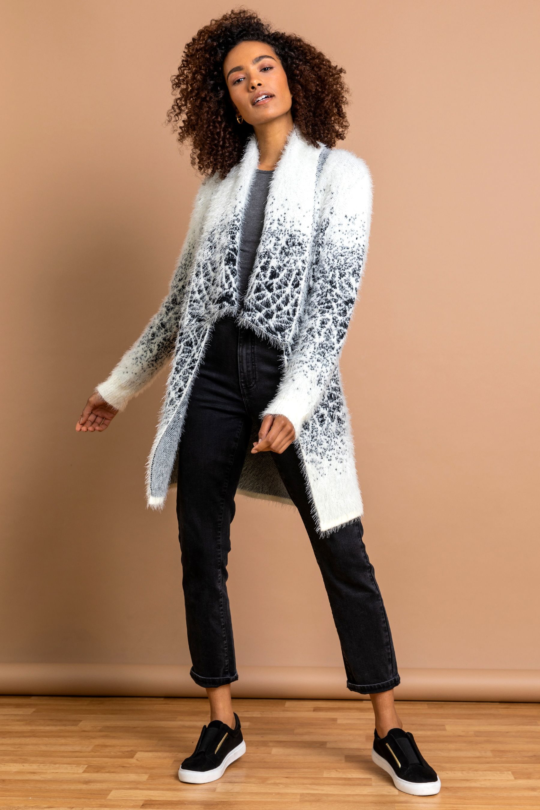 Fluffy cardigan white hot sale