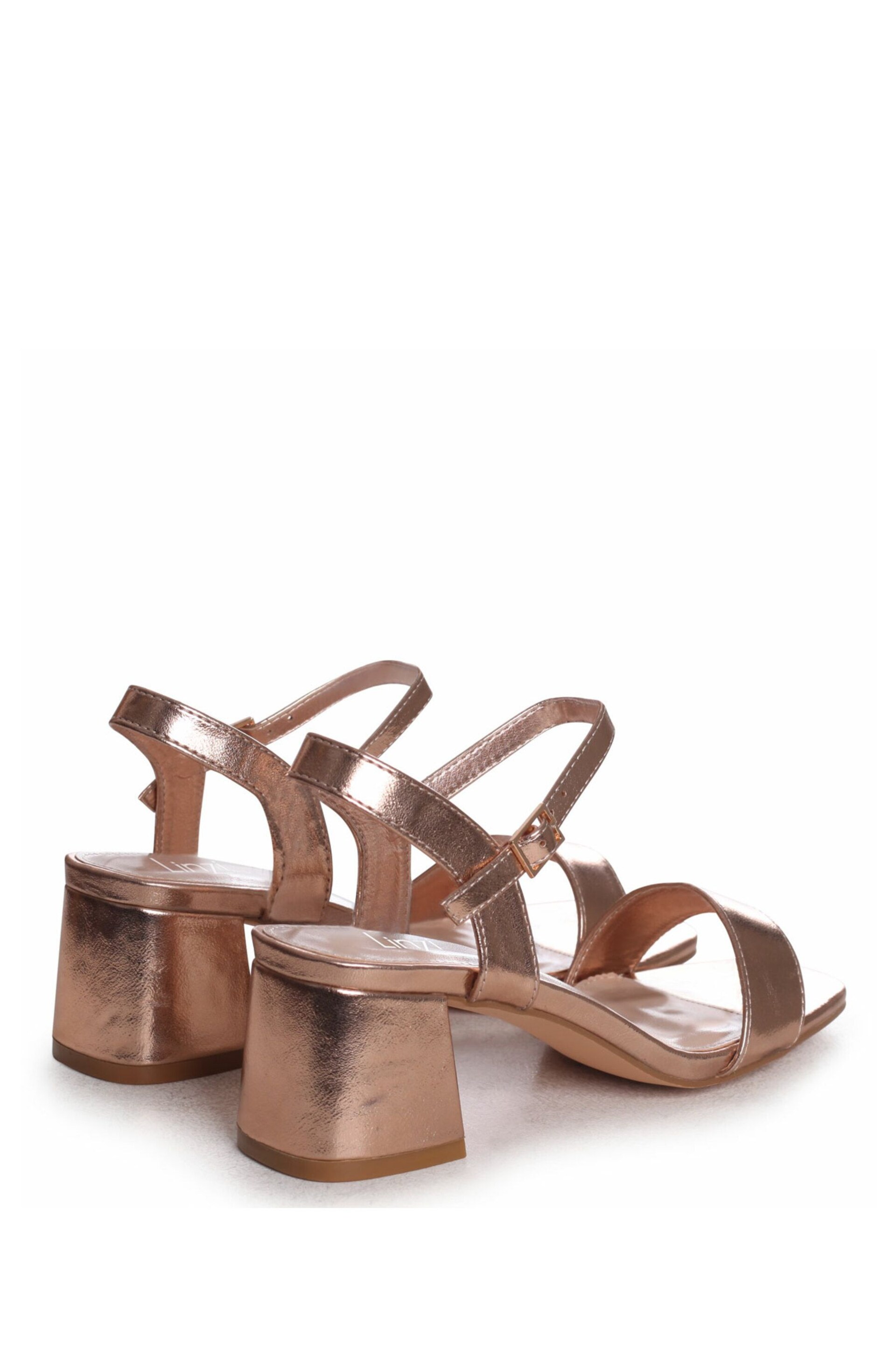 Linzi Gold Chrome Darcie Barely There Block Heeled Sandals - Image 5 of 5