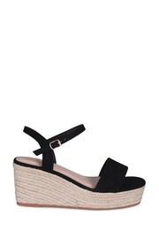 Linzi Black Illusion Rope Espadrille Platform Wedges - Image 2 of 4