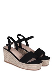 Linzi Black Illusion Rope Espadrille Platform Wedges - Image 3 of 4