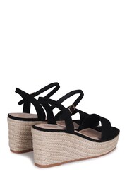 Linzi Black Illusion Rope Espadrille Platform Wedges - Image 4 of 4